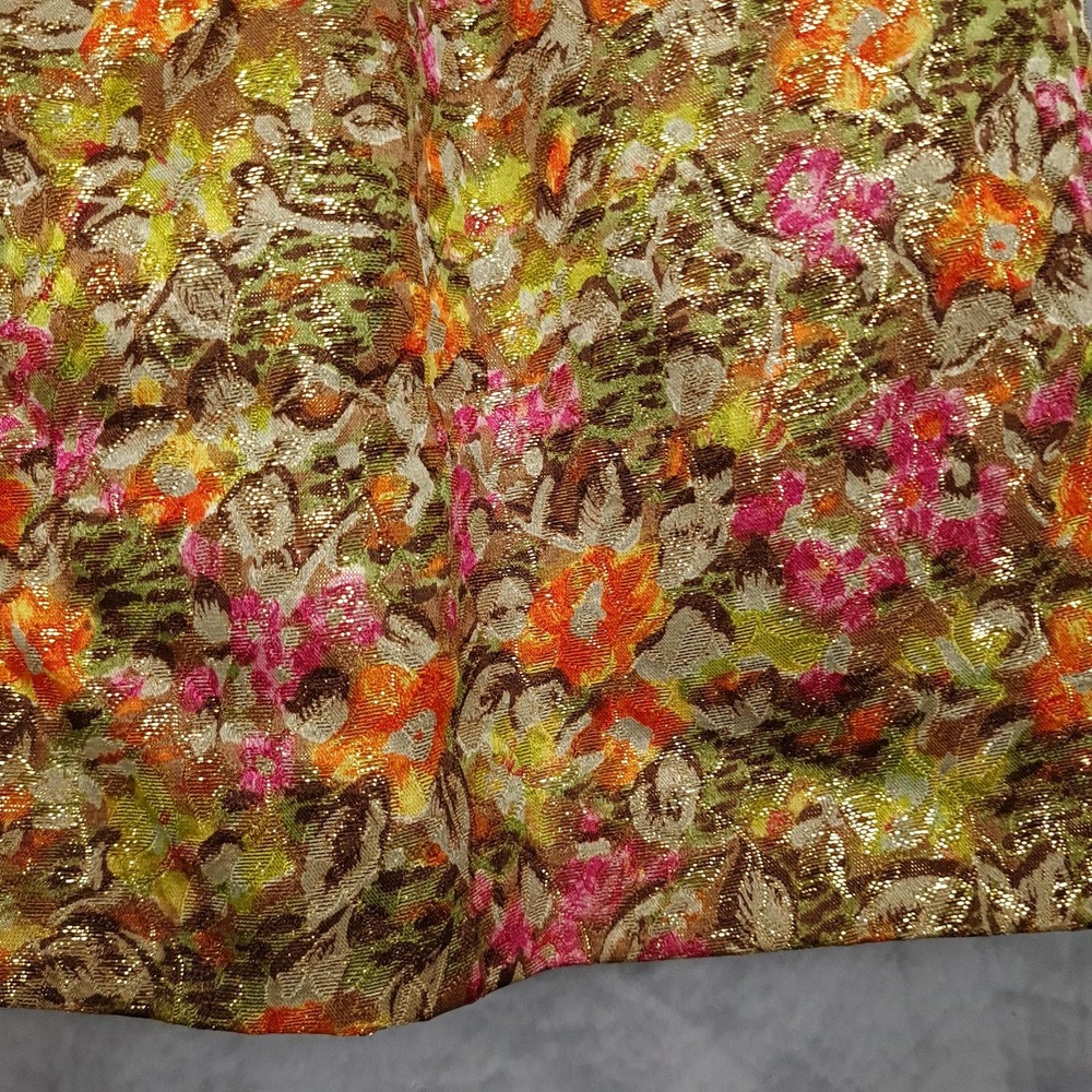 Vintage Suzy Perette Dress Womens Small Floral Metallic Jacquard Fit Flare 60s - Picture 6 of 16